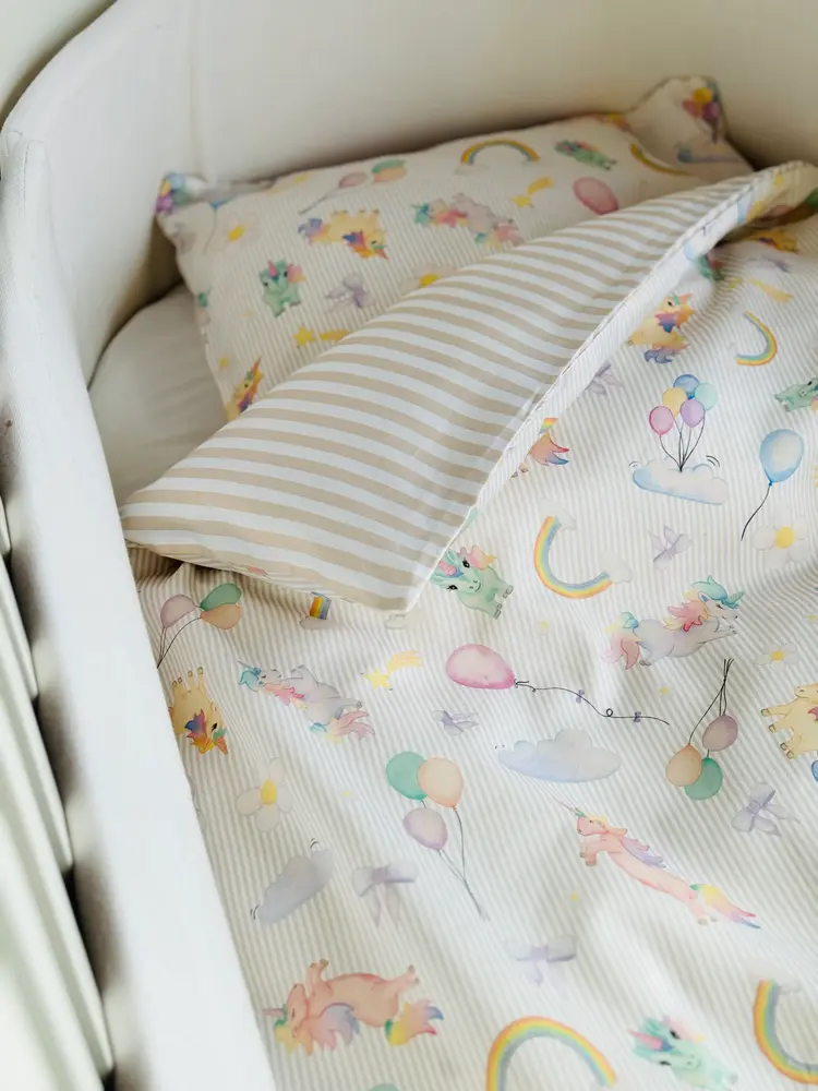 Baby Sengetøj Unicorn Rose Beige 70x100 Cm