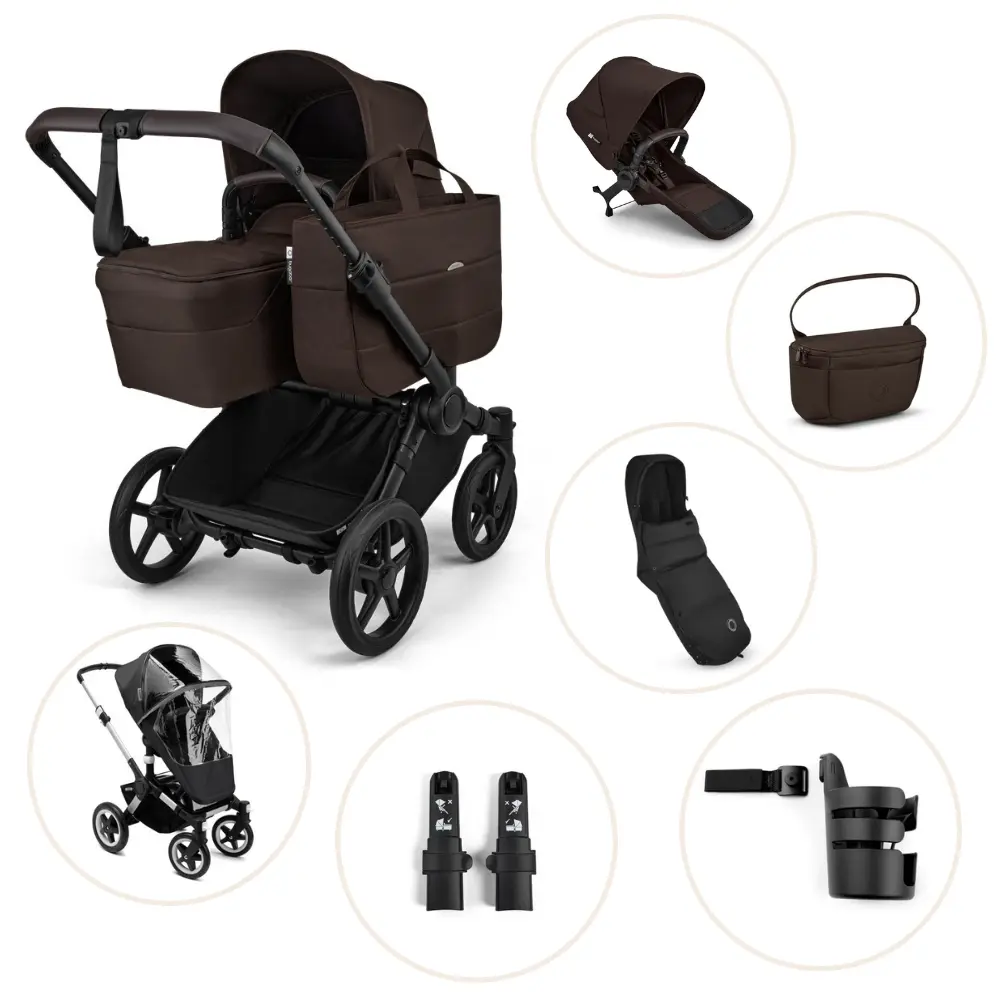 Bugaboo Donkey Kombivogn Inkl Søskendesæde Organizer Kørepose Kopholder Højdeadapter Og Regnslag Fern Green