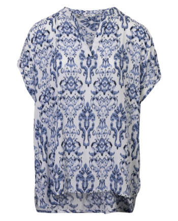 Chacha Dame Kortærmet Bluse Blue Combo