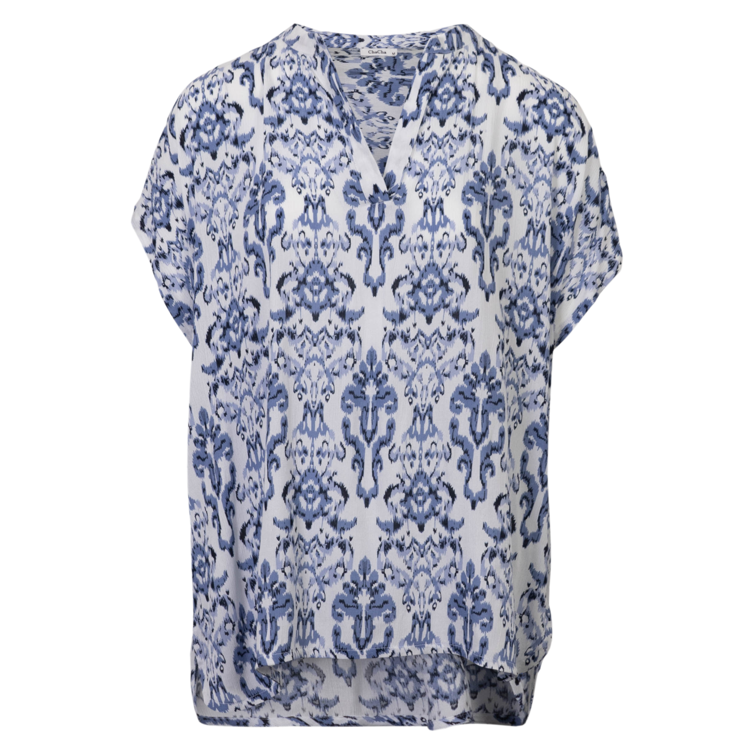 Chacha Dame Kortærmet Bluse Blue Combo