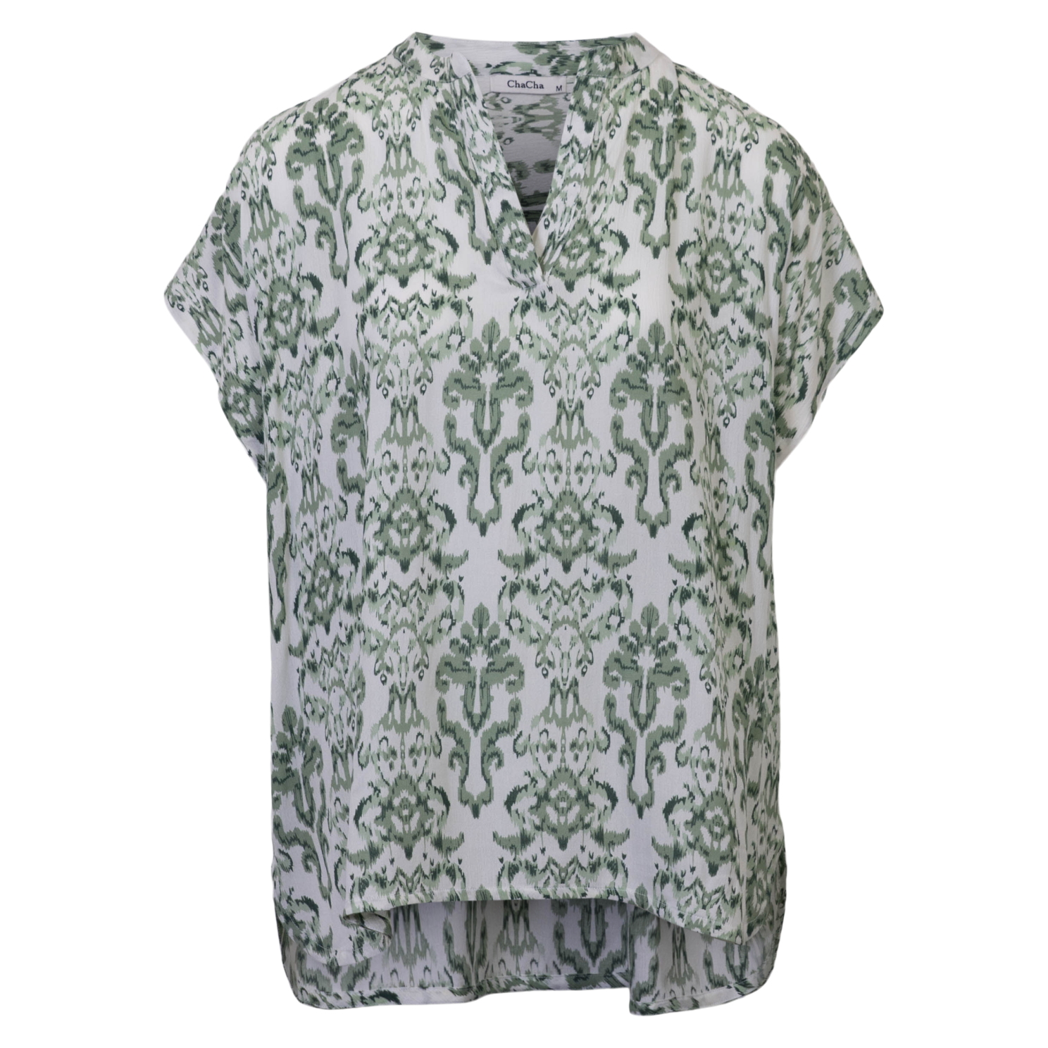 Chacha Dame Kortærmet Bluse Green Combo