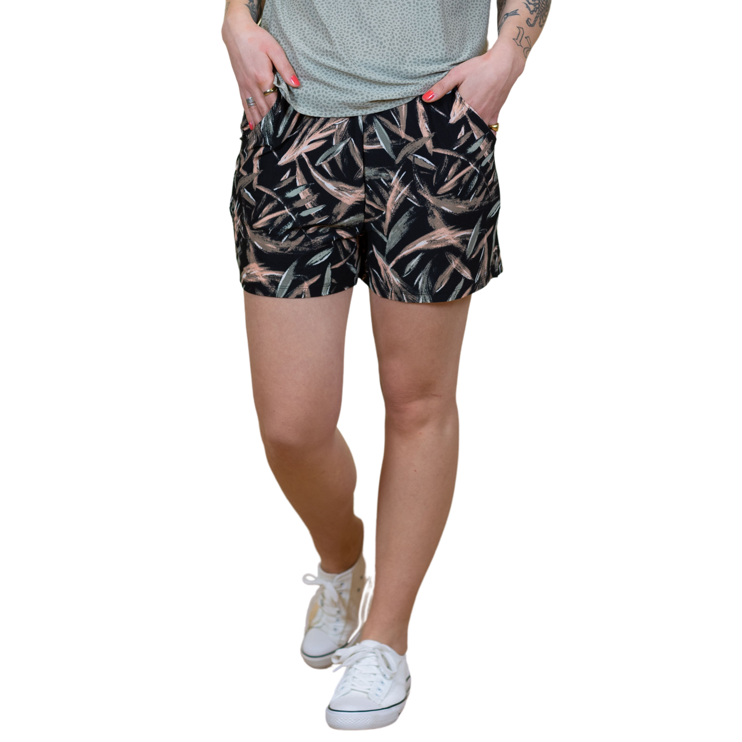 Crossbow Dame Shorts Sort Rosa Print