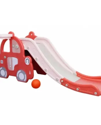 Kids Zone Bil Pink Med Rutsjebane Og Basket