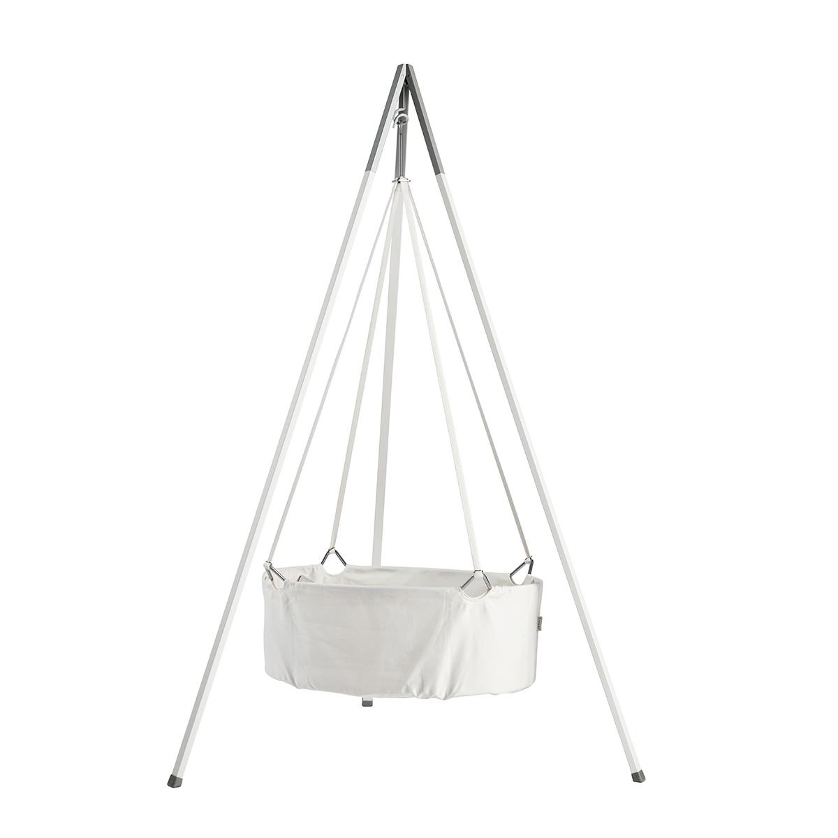 Leander Classic Vugge   Madras Og Stativ Hvid