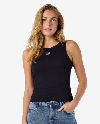 Noisy May Maya Dame Top Black White Emb