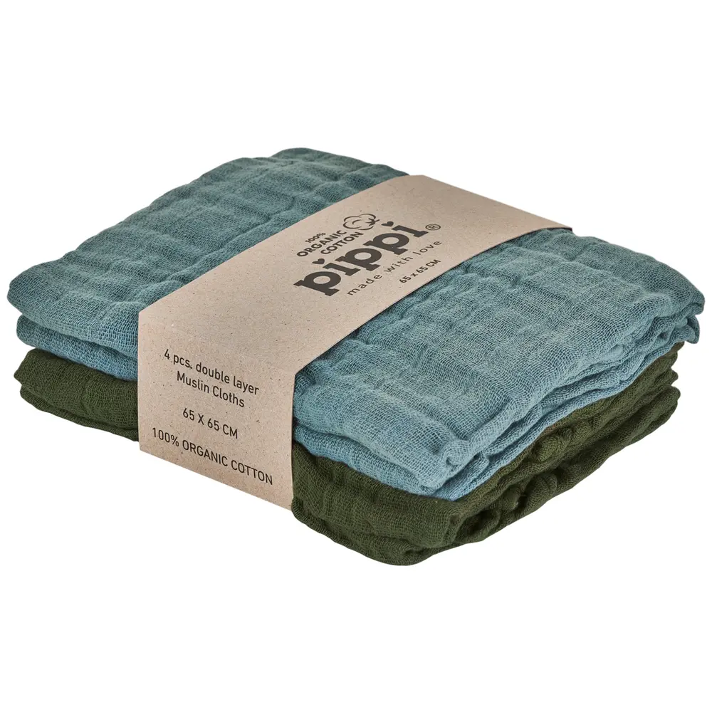 Pippi økologisk Stofble  -pak 65x65 Cm Blå Grøn
