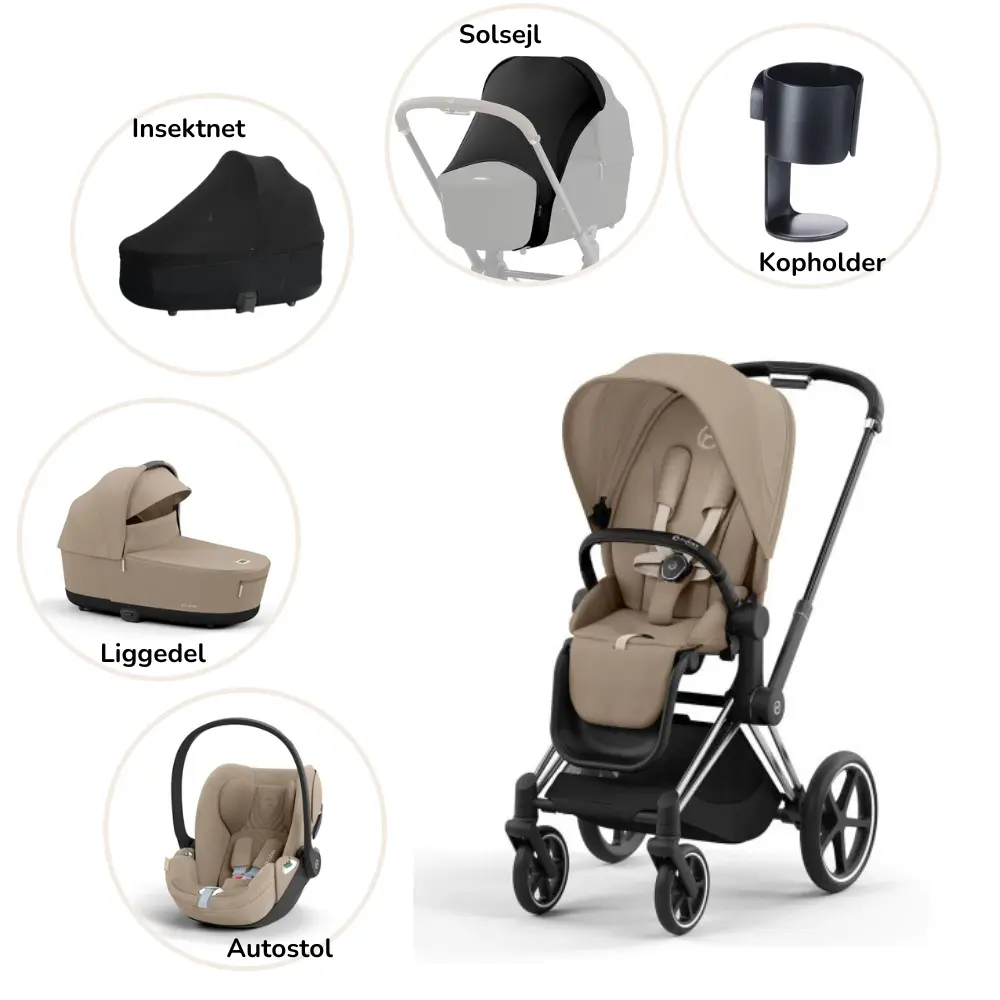 Priam Pakke Cozy Beige Chrome Black Plus