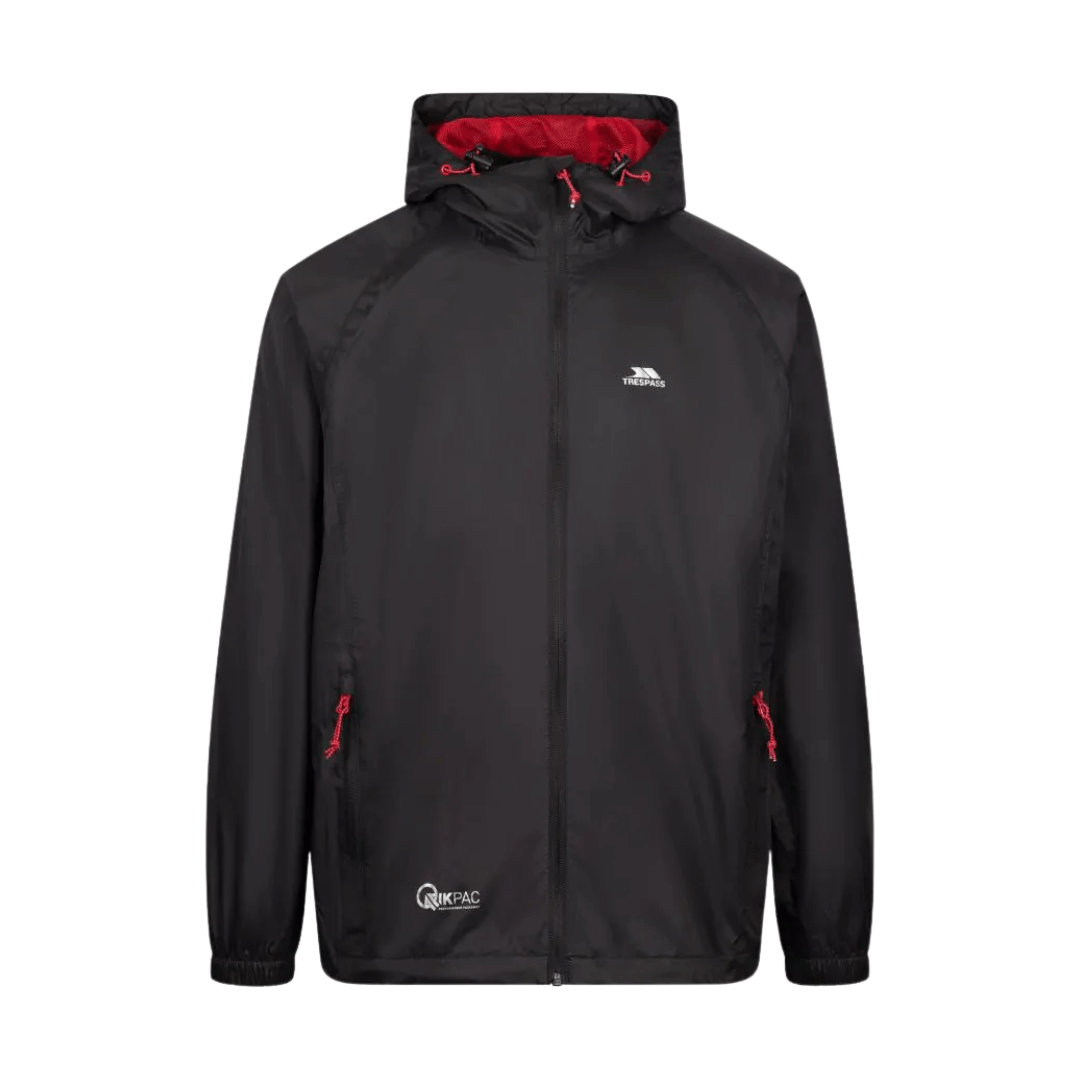Regnjakke Unisex Trespass Qikpac Sort Rød