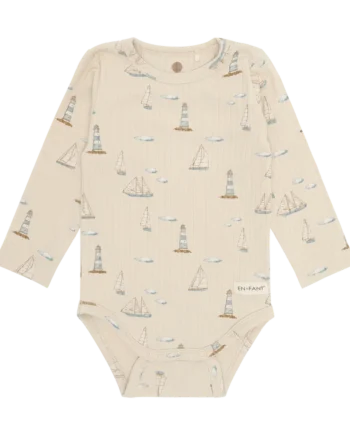 Rib Langærmet Body    Print Fog 56
