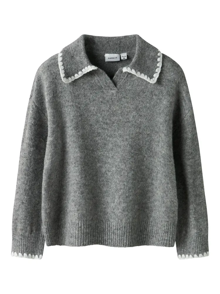 Rikasa Strikket Polo Grey Melange 110