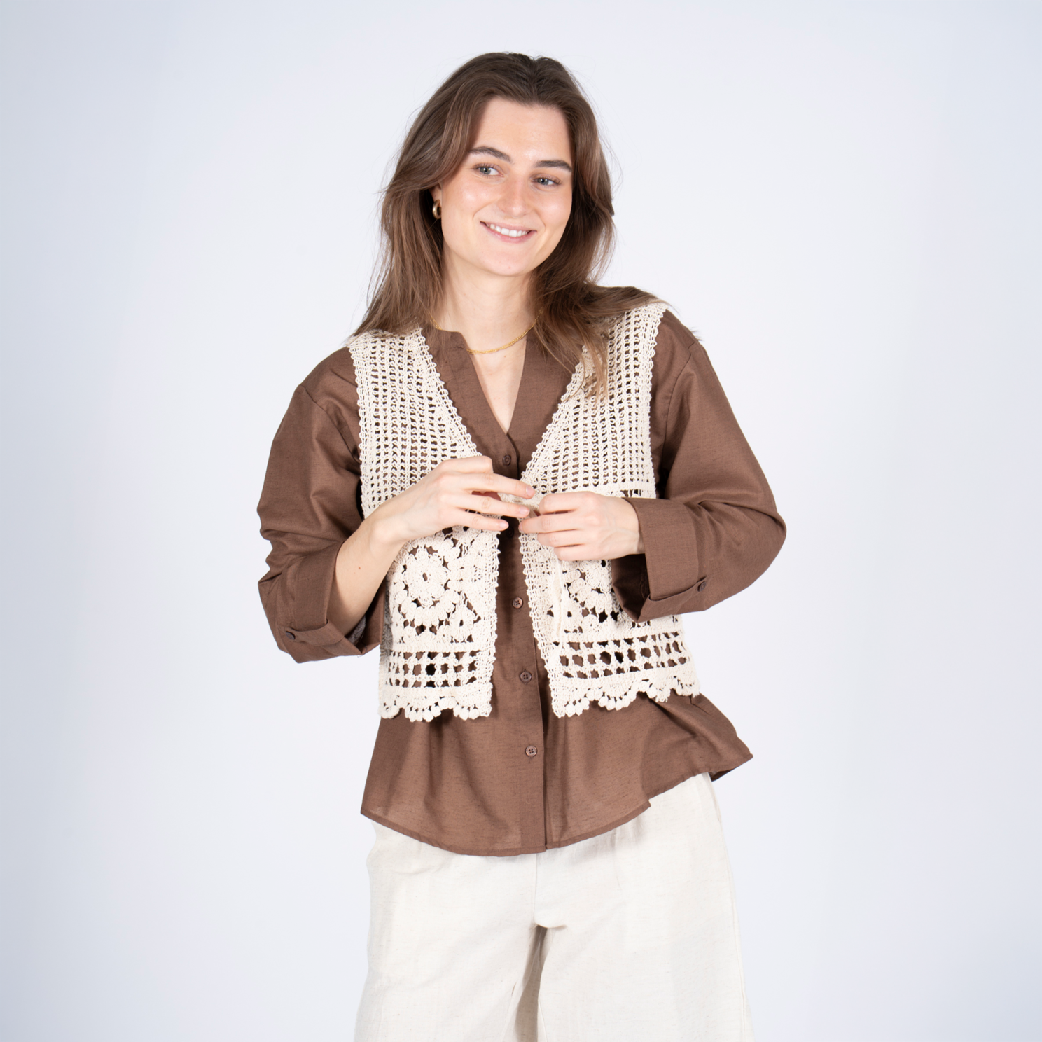 Sasia Lorna Dame Vest Sandshell Beige