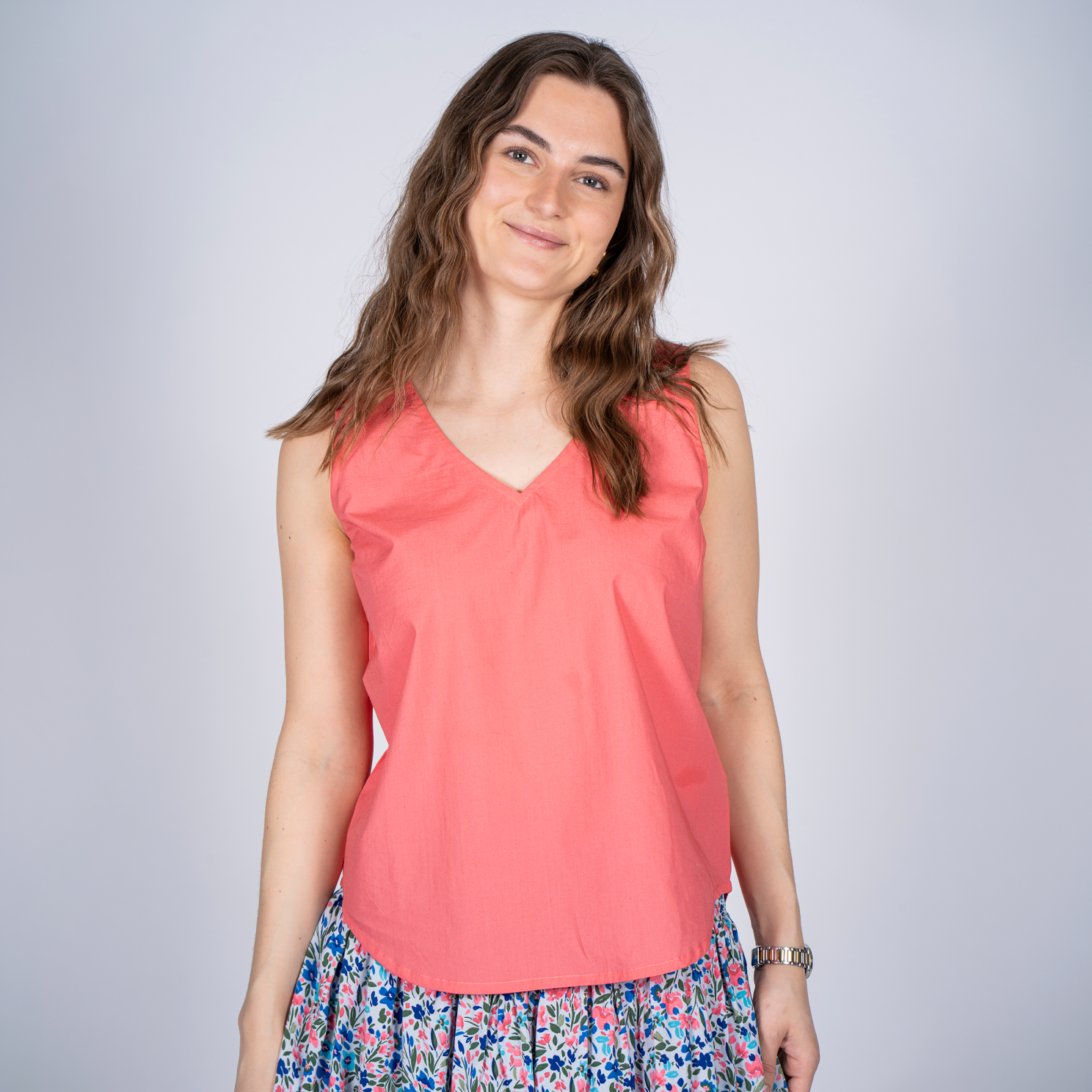 Sasia Poppy Dame Top Calypso Coral Red