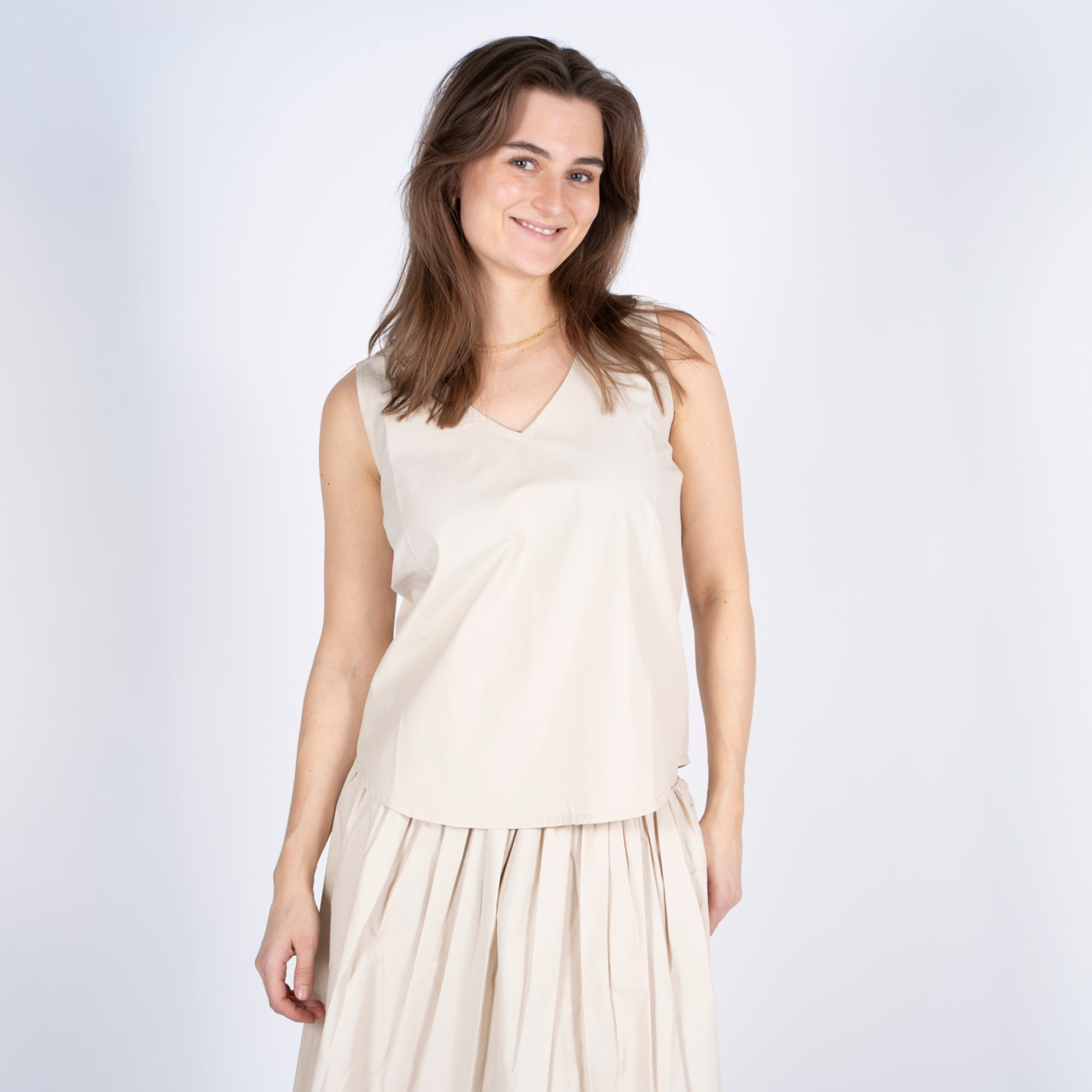 Sasia Poppy Dame Top Sandshell Beige
