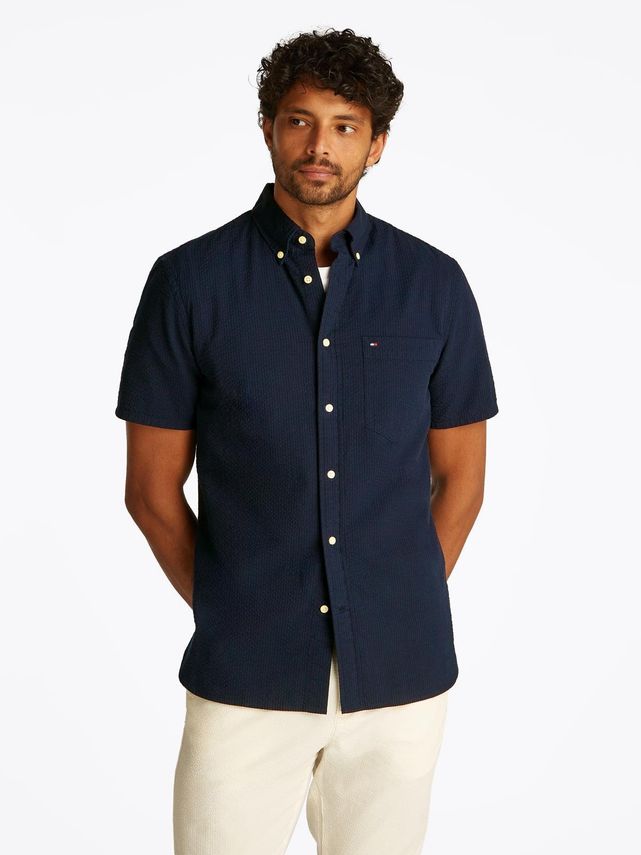 Seersucker Solid Ss Rf  Shirt
