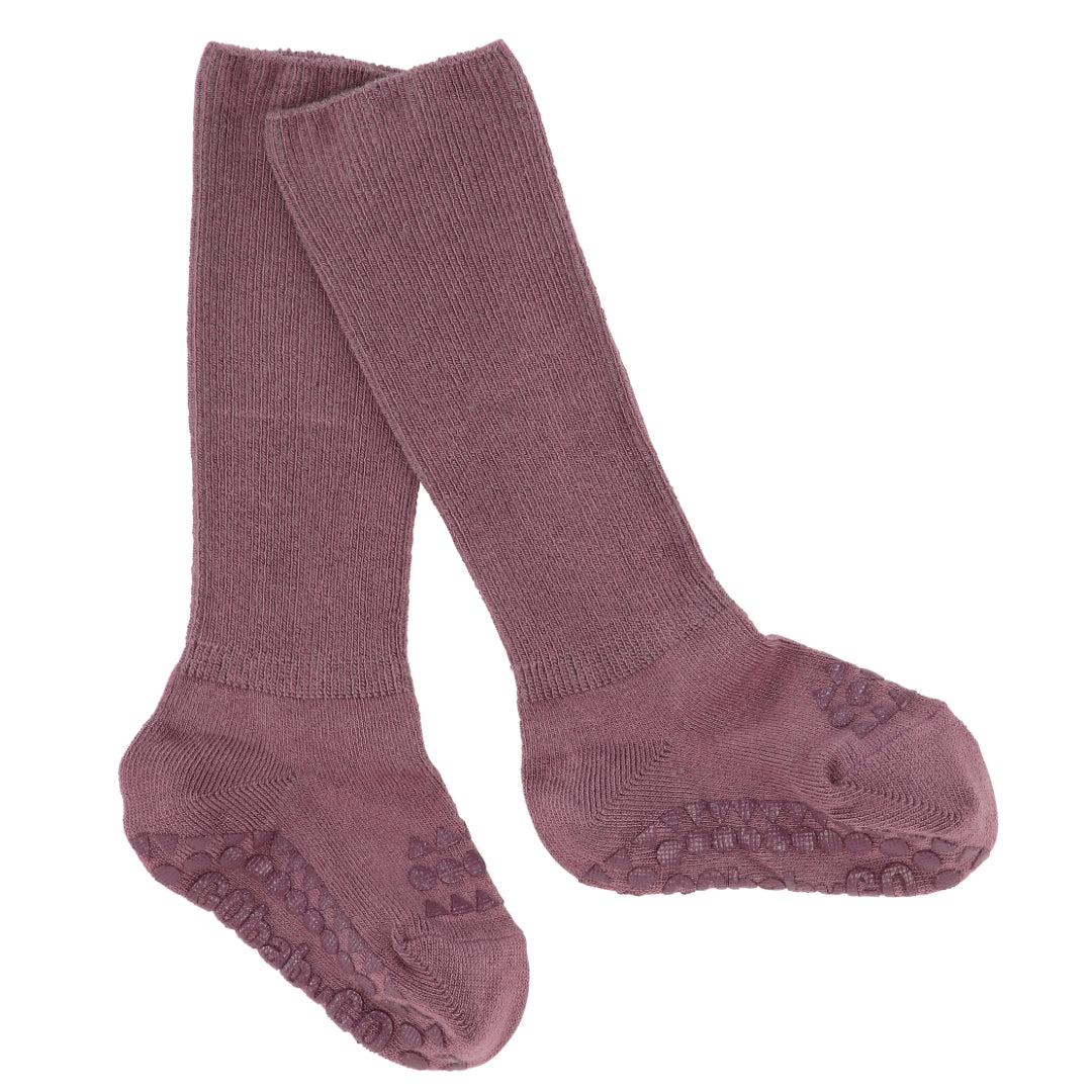 Skridsikre Strømper Bambus Misty Plum  -12 Mdr