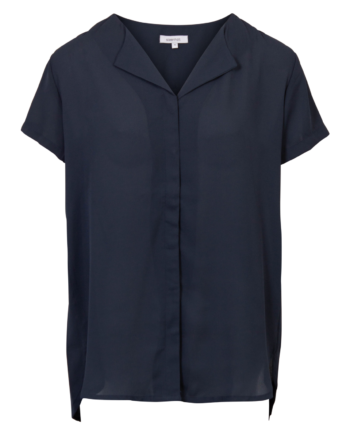 Steenholt Clara Dame Kortærmet Bluse Plus Size Navy 54