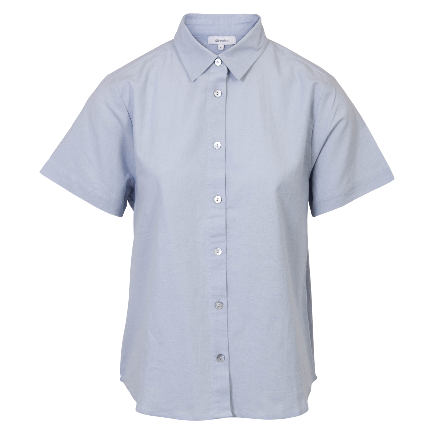 Steenholt Linett Dame Kortærmet Skjorte Hørmix Plus Size Heavenly Blue 54