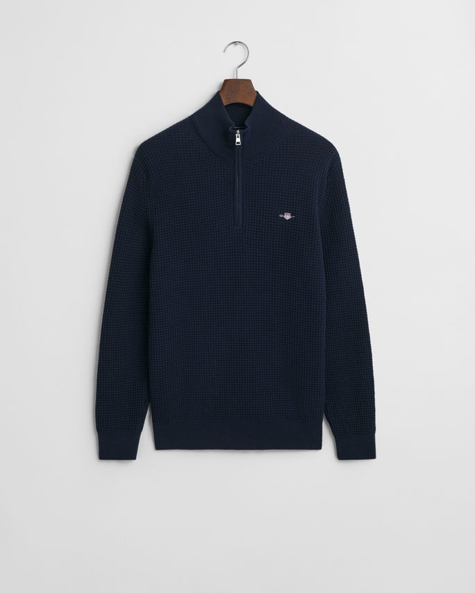 Textured Cotton Half Zip