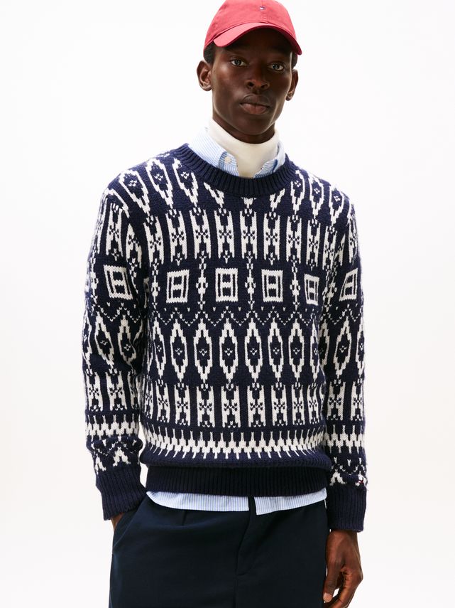 Wool Blend Aop Fairisle Crew