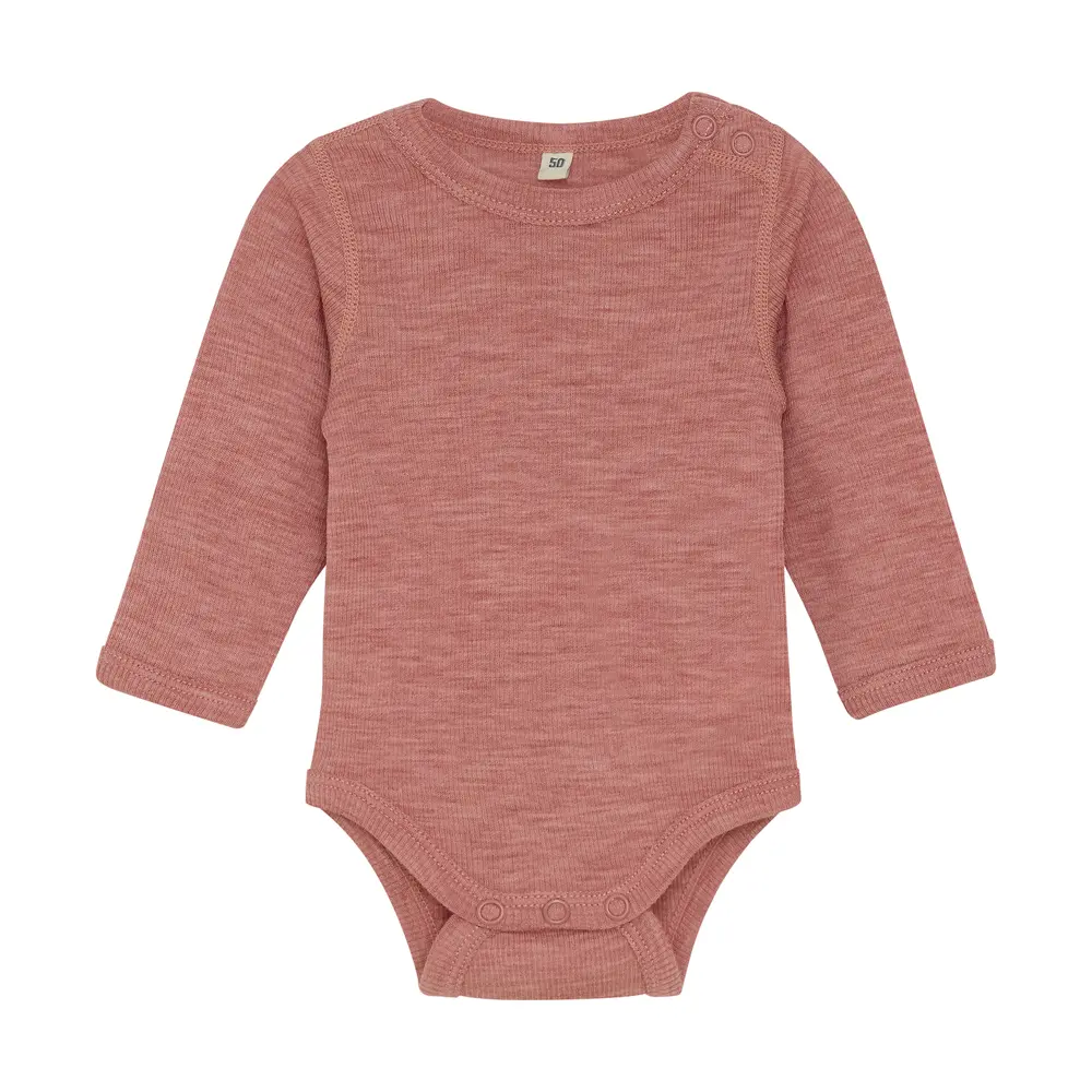 Bekids Langærmet Uld Body- Light Mahogany Melange 60