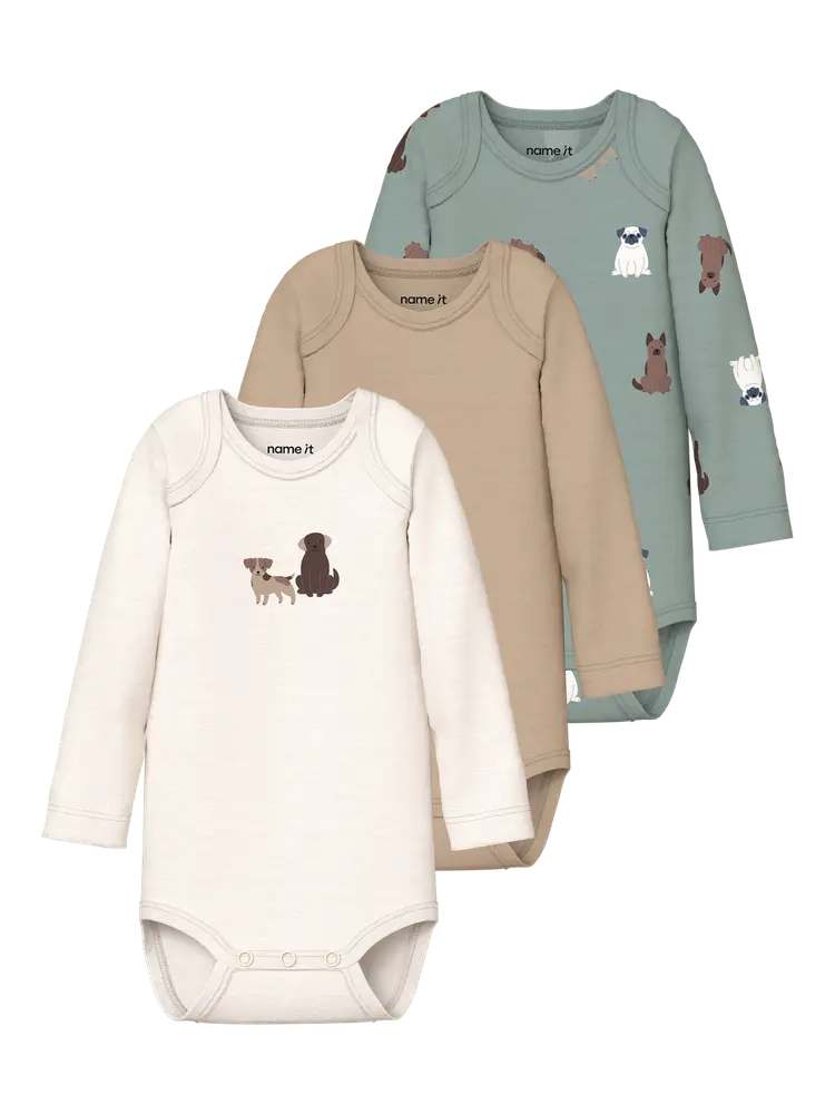 Name It Hund Langærmet Body  -pak Green Milieu 62